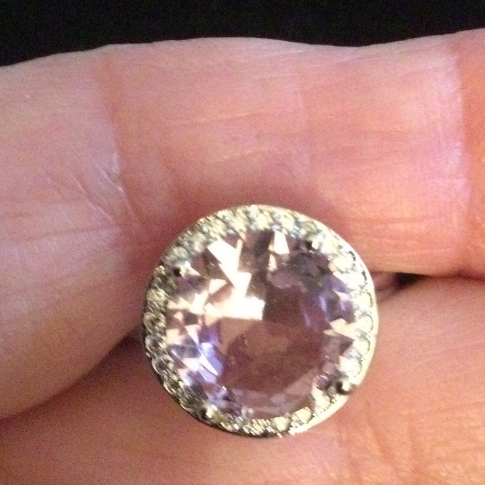Romantic Pink Kunzite Quartz Ring with Halo - Picture 9 of 10